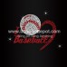 I Love Baseball Rhinestone Iron On Transfers